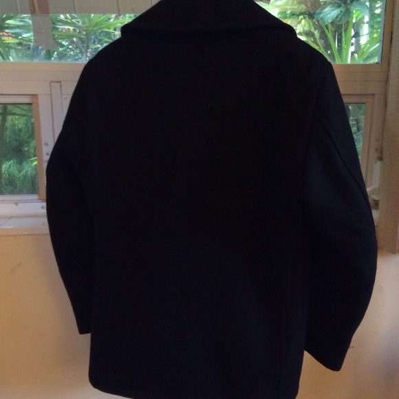 Vintage Wool Pea Coat Men’s Black Nautical Buttons - Picture 4 of 8